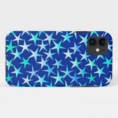 Coques Case-Mate iPhone Étoiles satinées, bleu pâle sur cobalt (Dos (Horizontal))