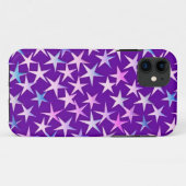 Coques Case-Mate iPhone Étoiles satinées, lavande sur fond pourpre (Dos (Horizontal))