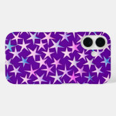 Coques Case-Mate iPhone Étoiles satinées, lavande sur fond violet (Verso (horizontal))