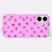 Coques Case-Mate iPhone étoiles satinées, orchidée sur rose pâle (Verso (horizontal))