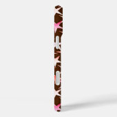 Coques Case-Mate iPhone Étoiles satinées, rose sur chocolat (Verso / Droite)