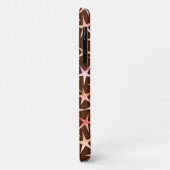 Coques Case-Mate iPhone Étoiles satinées, rose sur chocolat (Dos/Gauche)