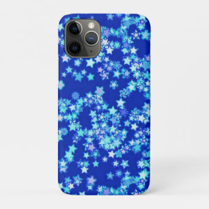 Coque iPhone 11 Pro Étoiles, tons bleu pâle contre bleu foncé