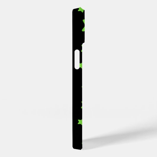 Coques Case-Mate iPhone Étoiles vertes sur motif noir (Verso / Droite)