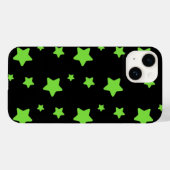 Coques Case-Mate iPhone Étoiles vertes sur motif noir (Verso (horizontal))