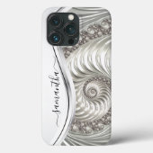 Coques Case-Mate iPhone Étonnant Monogramme manuscrit métallique blanc (Verso)