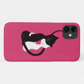 Coques Case-Mate iPhone Étreignant des chats d'amour - rose mignon d'art (Dos (Horizontal))