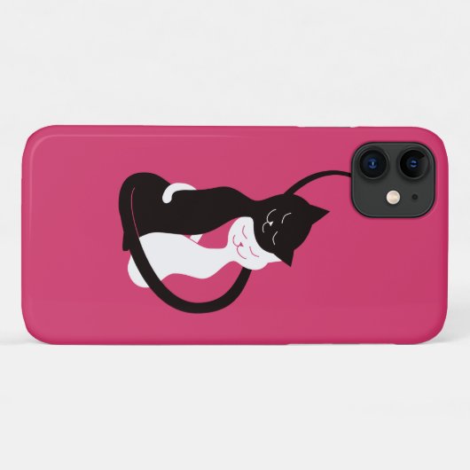 Coques Case-Mate iPhone Étreignant des chats d'amour - rose mignon d'art (Dos (Horizontal))
