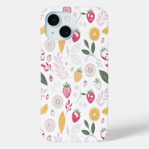 Coque Pour iPhone 15 “Étui iPhone iPad Fleur de Citron Fraise”