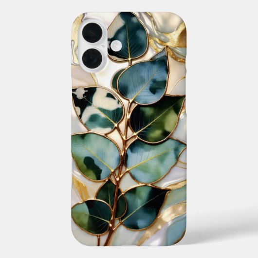 Coques Case-Mate iPhone Eucalyptus Leaf Stained Glass Phone Case (Verso)
