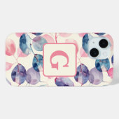 Coques Case-Mate iPhone Éucalyptus rose violet Feuille d'aquarelle (Verso (horizontal))