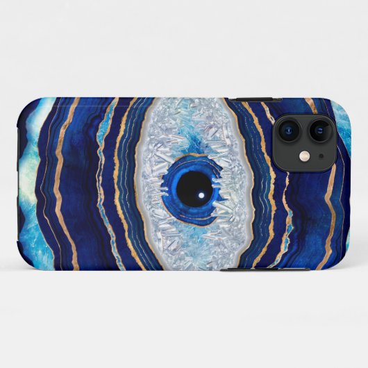 Coques Case-Mate iPhone Evil Bleu Agate Géode Ditital Art (Dos (Horizontal))