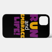 Coques Case-Mate iPhone Exécuter Embrasser la vie violet jaune (Verso (horizontal))