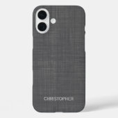 Coques Case-Mate iPhone Executive Linen Look Motif avec nom gris (Verso)