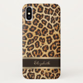 Coques Case-Mate iPhone Exotic Faux Empreinte de léopard Brown Gold Stripe (Dos)