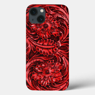 iPhone 13 Case Exotic Tooled Leather Look 3