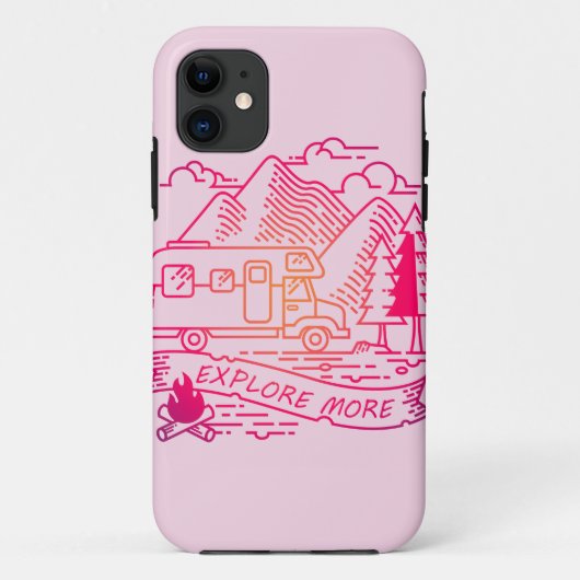 Coques Case-Mate iPhone Explorez Plus Camper Rose Van Mountain Nature Love (Dos)
