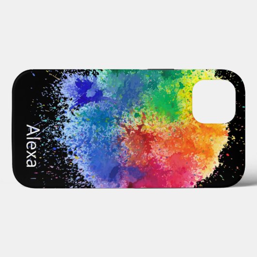 Coques Case-Mate iPhone Explosion de peinture sur noir (Verso (horizontal))