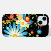 Coques Case-Mate iPhone Explosion florale de couleur sur noir (Verso (horizontal))