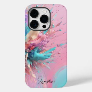 Coque Pour iPhone 14 Pro Explosion Peinture Abstraite rose Turquoise Lilac