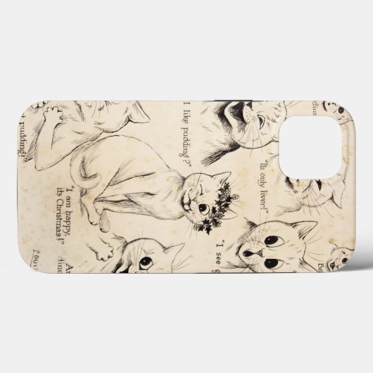 Coques Case-Mate iPhone Expressions faciales de divers chats, Louis Wain (Verso (horizontal))