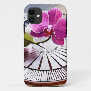 Case-Mate iPhone Case Exquise orchidée rose repose sur une plaque d'arge