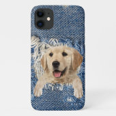 Coques Case-Mate iPhone extraction dorée dans trou en denim bleu (Dos)