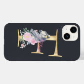 Coques Case-Mate iPhone F lettre nom personnalisé monogramme avec cheval (Verso (horizontal))