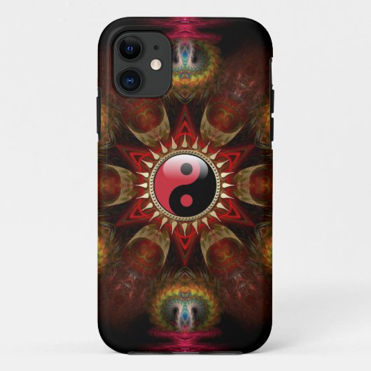 Coques Case-Mate iPhone Fabriqué avec amour : New Age Red YinYang Fractal (Dos)