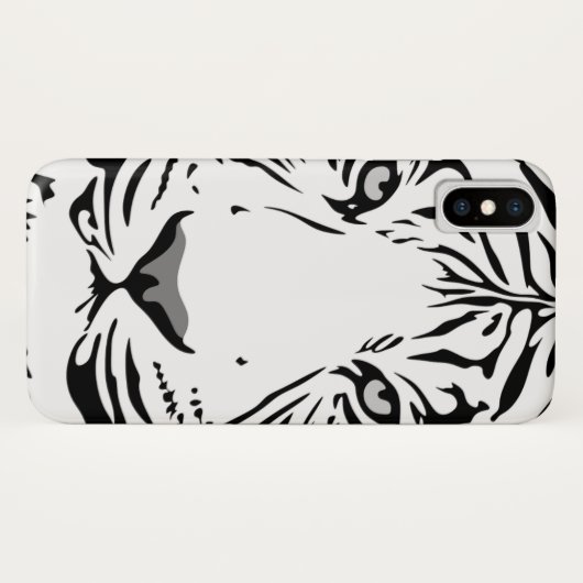 Coques Case-Mate iPhone Face Abstraite de tigre noir et blanc (Dos (Horizontal))