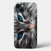 Coques Case-Mate iPhone Face de chat bleu magnifique (Verso)