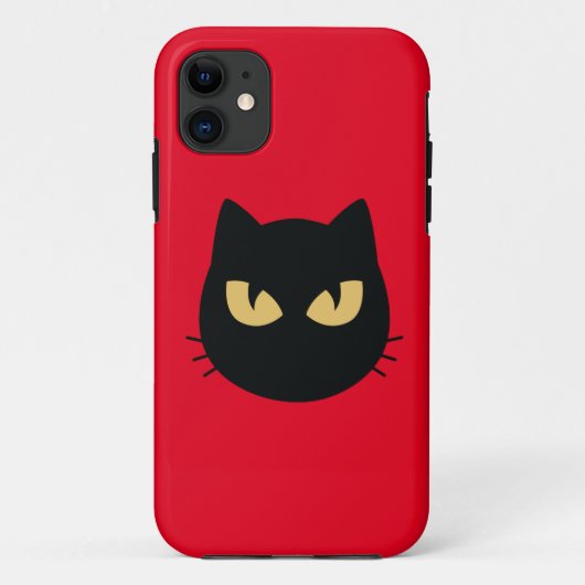 Coques Case-Mate iPhone Face de chat noir (Dos)