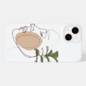 Coques Case-Mate iPhone Face Line Art Abstrait esthétique (Verso (horizontal))