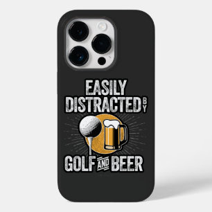 Coque Pour iPhone 14 Pro Facilement distrait par Golf et Bière Coque-Mate i