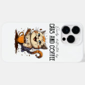 Coques Case-Mate iPhone Facilement Distrait Par Les Chats Et Le Café Amour (Verso (horizontal))