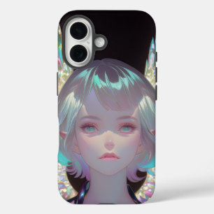 Coques iPhone 16 Fae ailé prismatique dans un verre de minuit