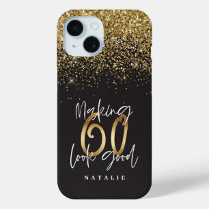 Coque Pour iPhone 15 Faire 60 look bonne parties scintillant or anniver