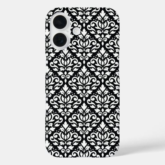 Coques Case-Mate iPhone Faire défiler Damask blanc sur le Motif noir (Verso)