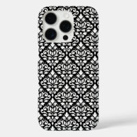Faire défiler Damask blanc sur le Motif noir