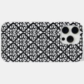 Coques Case-Mate iPhone Faire défiler Damask blanc sur le Motif noir (Verso (horizontal))