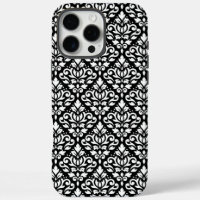 Faire défiler Damask blanc sur le Motif noir