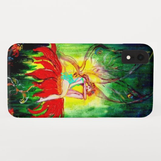 Coques Case-Mate iPhone FAIRY DREAMING SUR LA FLEURS ROUGE vert jaune (Dos (Horizontal))