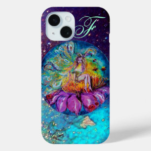 Coque Pour iPhone 15 FAIRY IN THE NIGHT Blue Turquoise Monogramme