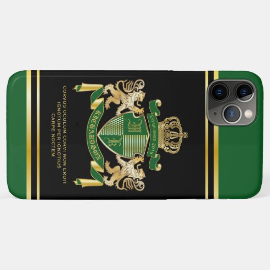 Coques Case-Mate iPhone Faites votre propre blason Green Gold Lion Emblem (Dos (Horizontal))