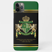 Coques Case-Mate iPhone Faites votre propre blason Green Gold Lion Emblem (Dos)