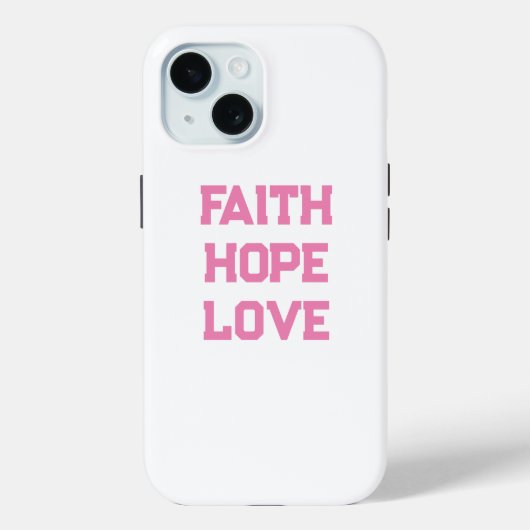 Coques Case-Mate iPhone Faith Hope Aimer blanc rose (Verso)