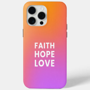 Coque iPhone 15 Pro Max Faith Hope Love Gradient Color Orange Purple