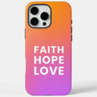 Coques iPhone 16 Pro Max Faith Hope Love Gradient Color Orange Purple