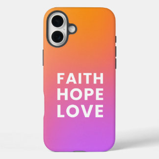 Coques iPhone 16 Plus Faith Hope Love Gradient Color Orange Purple