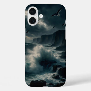 Coques iPhone 16 Plus Falaises côtières pendant une tempête